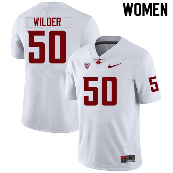 Women #50 Eric Wilder Washington State Cougars College Football Jerseys Sale-White - Click Image to Close